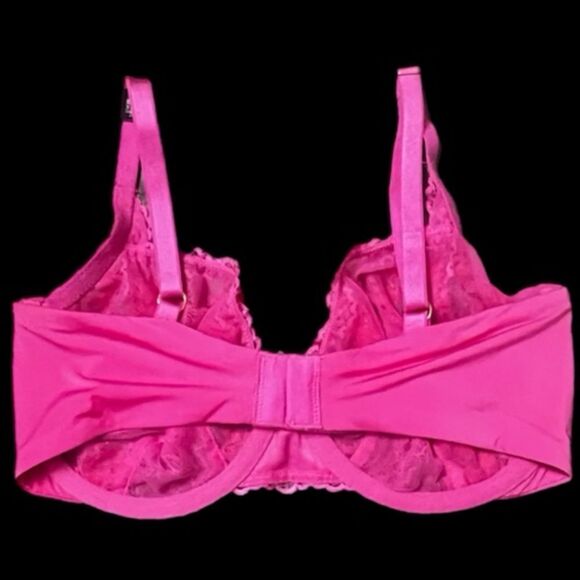 Victoria's Secret Rhinestone Embellished Lace Unlined bra Pink / Red 32DD - Picture 8 of 11